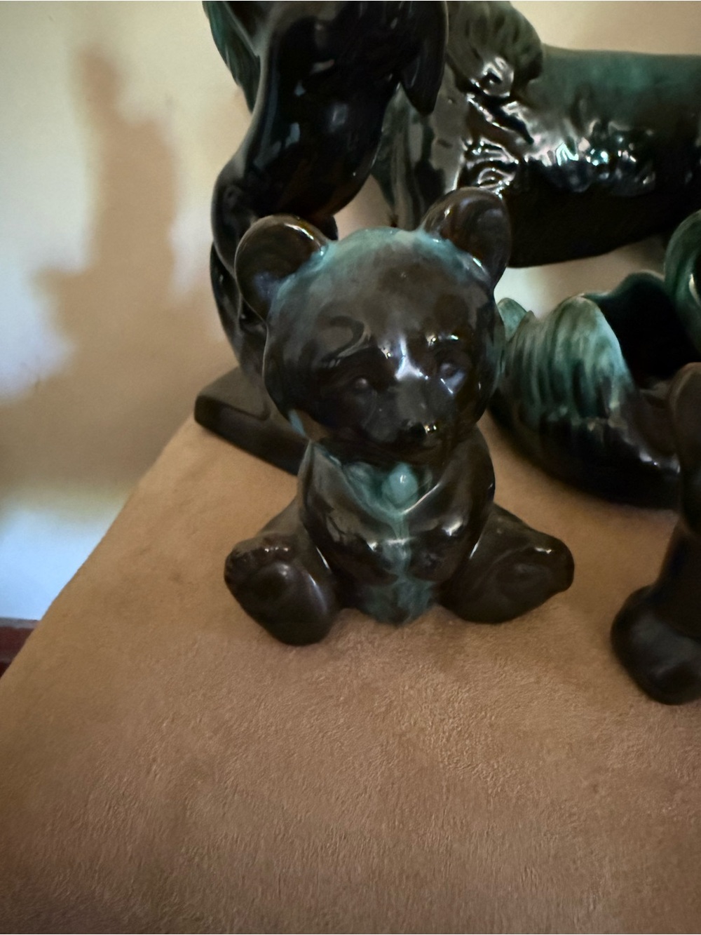 Glazed Ceramic Blue Glass Figurines - Home Art